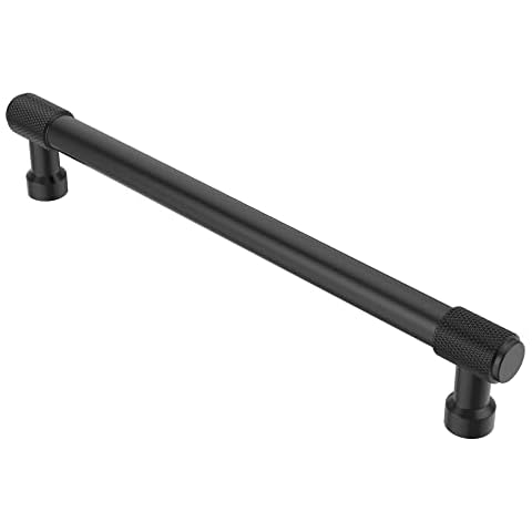 Alzassbg 10 Pack Matt Black Cabinet Pulls, 7 Inch(177.8mm) Hole Centers Gold Kitchen Hardware Knurled Cabinet Handles for Cabinets and Drawers AL3017MB Cover