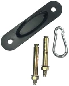Boks Torbası Tavan Askı Aparatı, 14 cm Oval Lazer Kesim, 2 Çelik Dübel ve Karabina (Siyah) - Görsel 3