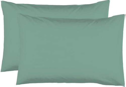 2 Fundas de Almohada de 50 x 70 cm, Color Verde Tallo, 100% algodón de 57 Hilos