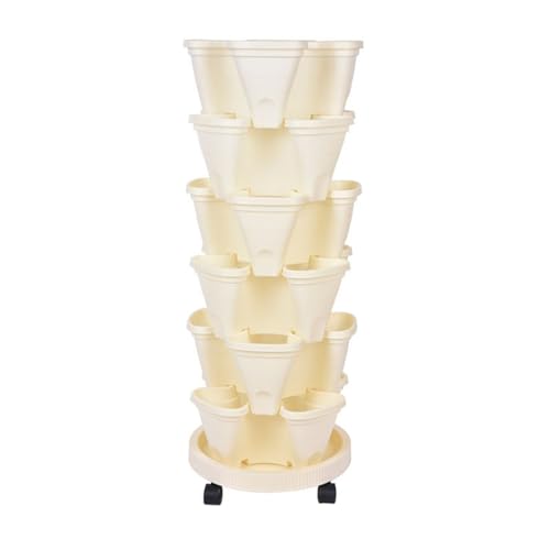 lvifloae Space Saving Creative Flower Pots,Vegetable Planting Artifacts, Three Dimensional Planting Pots Planting Boxes Plastic Flower Pots 6 Flower Pots and 1 Universal Wheel Tray (plastic 2)