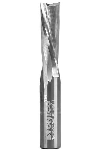 Image of YONICO Downcut Router Bits Spiral 2 Flute Solid Carbide CNC Low Helix End Mill 3 /8-Inch Dia. 3 /8-Inch Shank 36250-SC