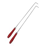 HOODANCOS Atizador para Fogata y Chimenea 2 Piezas Acero Inoxidable 50 CM Mango de Madera Resistente al Calor Herramientas para Fuego Exterior E Interior Gancho Largo para Estufa y