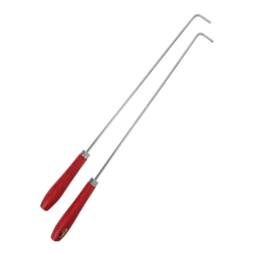 MUELODSIC 2 Pezzi Attizzatoio per in Acciaio Resistente al Calore con Manico in Legno Isolante Accessorio Versatile per Interno Falò Esterno e Stufa Strumenti per Campeggio Sicuri e Duraturi