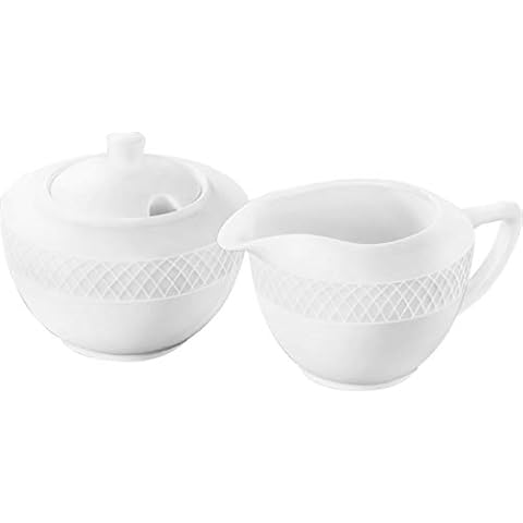 Fine Porcelain Sugar Bowl & Creamer Set: Sugar Bowl 11 Oz | 340 Ml & Creamer WL-880112/2C Cover