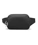 Bomvabe Black Fanny Pack 1L for Women with 2-way Zipper, Small Belt Bag with Adjustable Strap 53