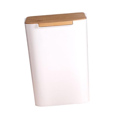 Caneca de Basura Rectangular Blanca con Tapa y Mecanismo de Presión