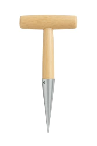 Plantoir à Bulbes Manuel 28 cm avec Pointe en Acier Inoxydable et Manche en Bois Ergonomique, Outil de Jardinage pour Planter Bulbes, Semis, Fleurs, Légumes, Précis et Résistant