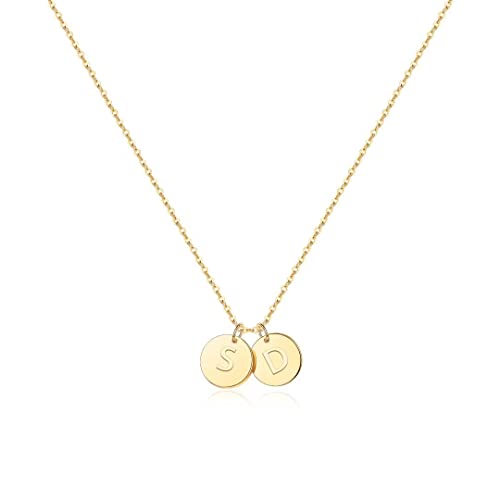 Image of EXEINCITE Two Initial Necklace for Women, 14K Gold Plated Dainty You and Her Initial Necklace Relationship Jewelry Mothers Day Valentines Gifts for Women Mom Friend Sister Her Birthday