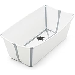 Stokke Flexi Bath, Blanca - Bañera plegable para bebé - Ligera, duradera y fácil de guardar - Práctica para usar en casa o de viaje - Para recién nacidos y bebés