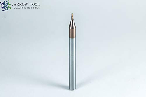 Image of Carbide Ball Nose End Mill for CNC Machine Milling Tools, for Alloy Steels /Hardened Metals - 2 Flute - 55HRC TiAlN Coated (5Pcs, 1 /32)