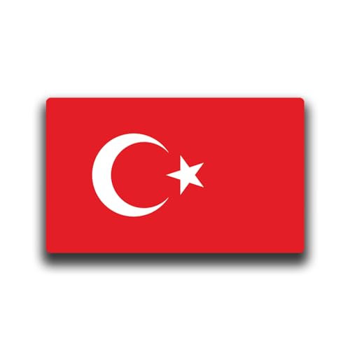 Image of World Country Flag Decal Stickers - Two Pack - for Cars Windows Bumpers Laptops Tablets Tumblers Cups Walls (Turkey)