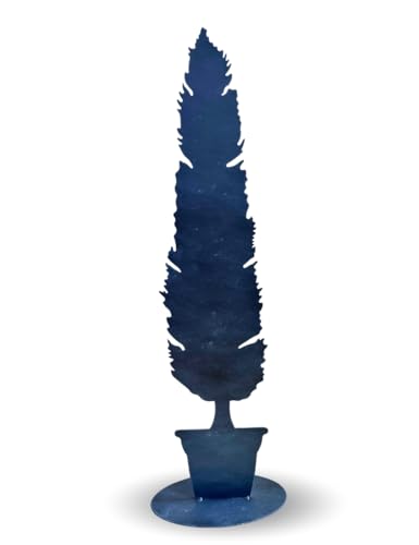 Terma Gartenfigur Zypresse im Topf Grau – 78 cm hohe Figur aus Metall, Stilvolle Gartendeko für Außenbereich, Moderne Gartenverschönerung