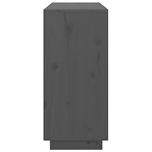 Aparador gris de pino macizo de 111x34x75 cm 8