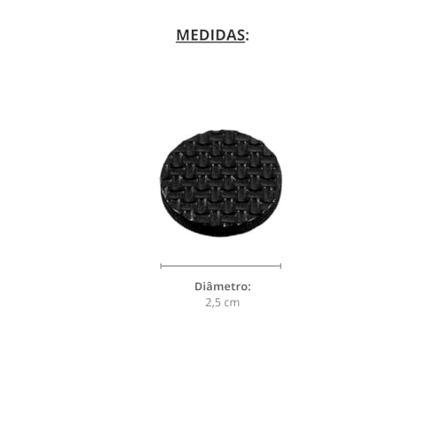 Protetor de Borracha Antideslizante Redondo Anti Risco 2,5 cm c/ 18 Peças Multiuso Protetor de Pé de