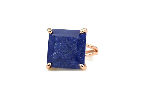 Bague Lapis Lazuli or rose 14k : bague femme pierre naturelle bleue chic