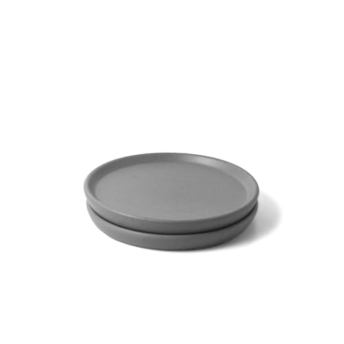 Image of Ceramic Qaurter Plates, 2 Pcs | Dessert Plate | Side Plate with Rim | Microwave, Oven Dishwasher Safe | Stoneware Set of 2 Quarter Plates | (Pebble Grey, 7 inch Side Plate)