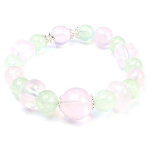 Image of Natural Rose Quartz Green Fluorite Stretch Bracelet Beaded Gemstone Jewelry