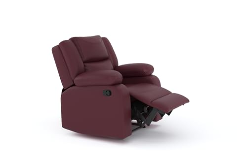 Image of Amazon Brand - Solimo AeroEase Velvet Fabric | Single Seater Sofa Recliner | Manual Recliner (Leatherette Maroon)