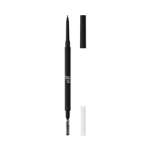 e.l.f. Micro-Fine Brow Pencil Waterproof Brow Color & Spoolie For Shaping Brows & Creating A Feathered Natural-Looking Finish Vegan & Cruelty-Free Black