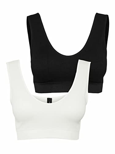 Vero Moda Accessories Damen VMAGNES 2-Pack NOOS Top, Snow White/Pack:Black/Snow White, M/L Cover