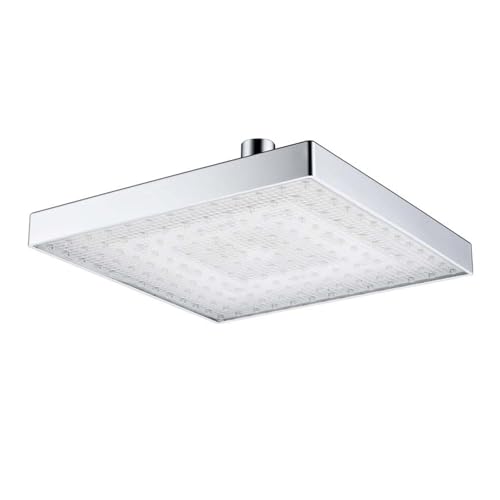 8 Square LED Shower Head with Temperature Controlled Light ABS Square LED Rainfall Shower Head Energy Efficient Shower Easy Installation Showerhead