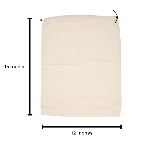 Image of Muslin Cotton Storage Bags with Drawstring - Toy & Shoe Storage for Travel - Dust-proof, Lint-free (3 Small: 15 inchx12 inch)