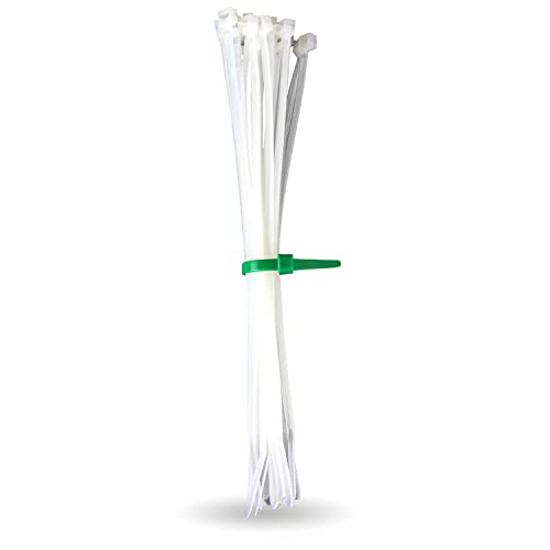 HPER Kabelbinder wiederverwendbar weiß I 200mm x 4,8mm I 100 Stück wiederlösbar I +15-30% Zugkraft & Stabilität I transparent I zertifizierte Qualität