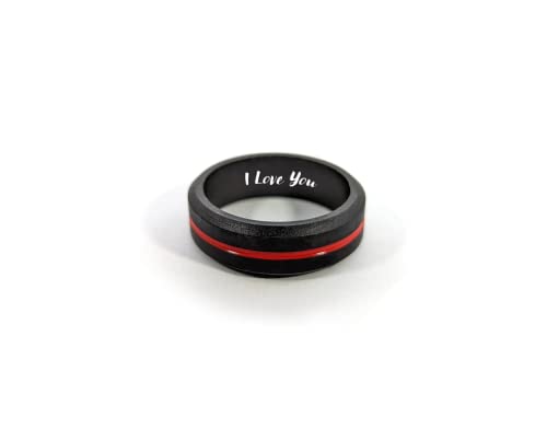 AERA CUSTOM ENGRAVED Thin Red Line Silicone Wedding Ring - Personalize Any Text, Symbol, Image - SHIPS NEXT DAY