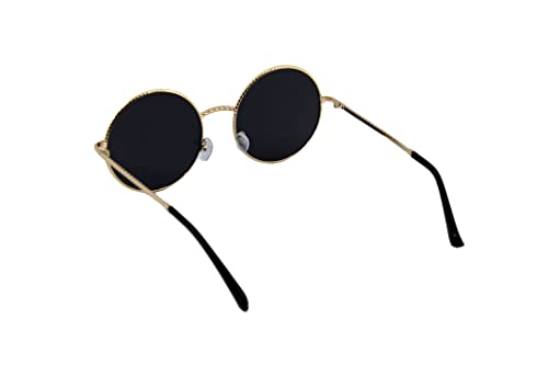 Óculos De Sol Redondo Masculino Feminino Retrô Verão UV400 (Dourado)
