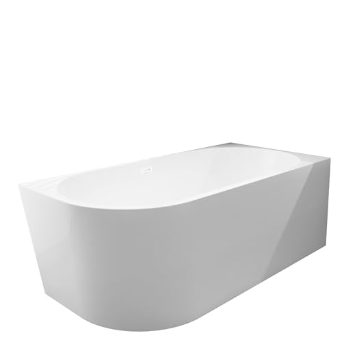 Balneo Vasca da Bagno Angolare Autoportante AVOLA - Acrilico con Struttura in Acciaio - 6 Piedini di Stabilizzazione - Troppopieno e Tappo a Scatto - diritto - Bianco - 170x80cm