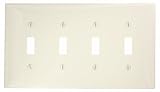 Leviton PJ4-T 4-Gang Toggle Switch Wallplate, Midway Size, Light Almond
