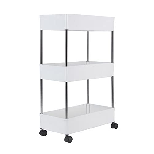 Holdes Carrito estrecho de 3 niveles, 3 pisos, carrito estrecho - Organizador extensible para oficina, baño, cocina, lavandería, ahorra espacio