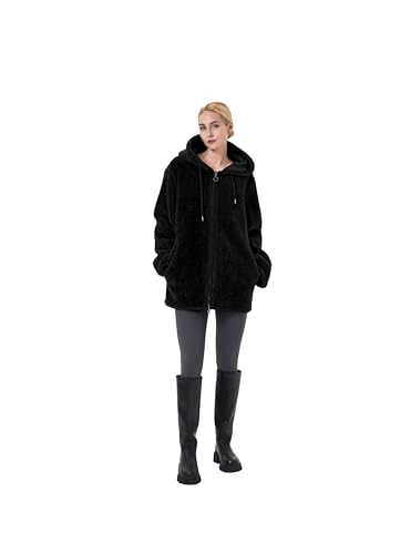 Veste en peluche femme chaude fini le froid grâce à la capuche
