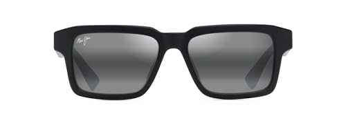 Maui Jim Kahiko Rectangle Sunglasses, Matte Black/Neutral Grey Polarized, Large