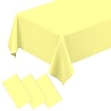 QISOLIY 3 Pcs Light Yellow Tablecloth Plastic Table Cloth for Parties Disposable Rectangle Light Yellow Table Cloths for Baby Shower Wedding Birthday Holiday Party Decorations 54 ×108 Inch