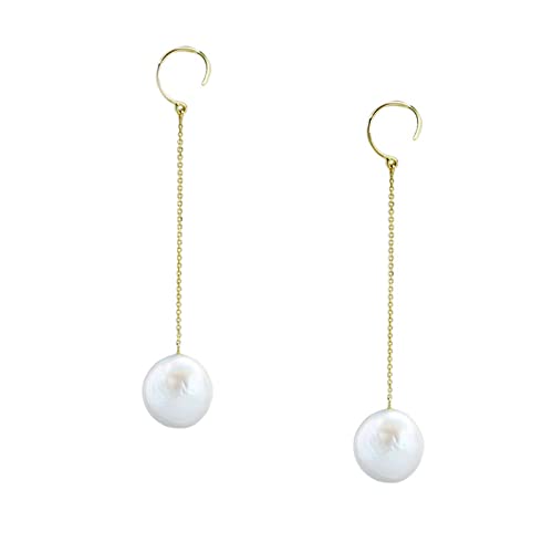 Boucles d'oreilles perles longues anti-allergie chaîne peigne légère femme