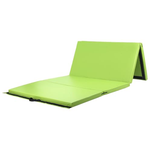 KaRaDaStyle 体操 マット 特大 折りたたみ ストレッチマット エクササイズ 子供 プレイマット 鉄棒 跳び箱 リングフィット 運動 筋トレ ヨガマット スポーツマット 厚手 防音 室内 家庭用 連結 240×120×5cm (グリーン)