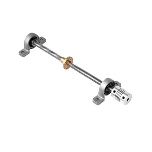 Metal Ball Screw nut 1Set T8 Lead Screw 8mm Pitch 1mm Lead 1mm Length 100-800mm + Brass Copper Nut + KP08 Bearing Bracket + Flexible Coupling 8x8(250mm)