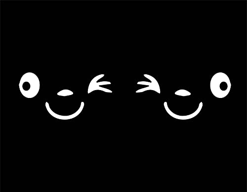 NewTeam - Autocollants pour rétroviseurs de voiture, motif smiley clin d’œil, amusants, mignons et joyeux (Blanc)