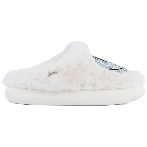 Sugar Women's Fuzzy Slippers – Cozy Indoor Flat Slides for Ladies with Smile Face or Floral Design2