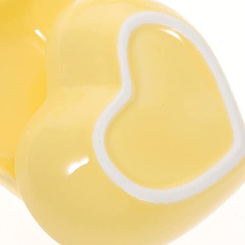CALLARON Ceramic Dishes 6pcs Sauce Dish Heart Shaped Seasoning Dish Sushi Dipping Bowl Appetizer Plate Soy Sushi Wasabi Bowls Tea Bag Holder Yellow - Image 2