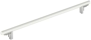 Signature Hardware 954044-18 Anberlin 18 Inch Center to Center Appliance Pull - Matte White Handle - Polished Chrome