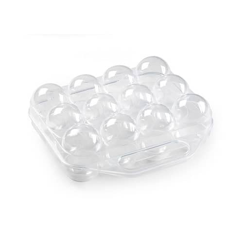 CABLEPELADO - Huevera de plastico para 12 huevos con tapa - caja huevos - cesta transporte - cierre por click - asa transporte - egg box - libre BPA - color transparente