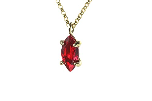 Collier solitaire marquise en or et pierres gemmes de rubis