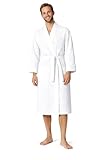 Turkish Linen Waffle Knit Lightweight Kimono Spa & Bath Robes for Men - Quick Dry - Soft (Medium, White)