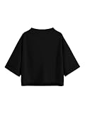 SweatyRocks Women's 3/4 Sleeve Mock Neck Basic Loose T-Shirt Elegant Top Black Medium