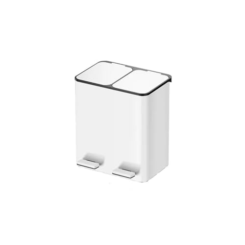 Poubelle pour la cuisine 24L en acier inoxydable blanc double bac