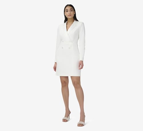 Image of Adrianna Papell Women's Long Sleeve Tuxedo Mini Dress with Satin Accents