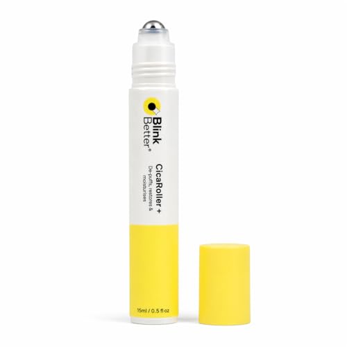 BlinkBetter CicaRoller+ Cooling Eye Roller Serum for Eyelids and Under Eyes Refreshes Revitalizes Smooths & Hydrates Tired Eyes with 2.5% Caffeine Peptides Cica & Panthenol 15 ml