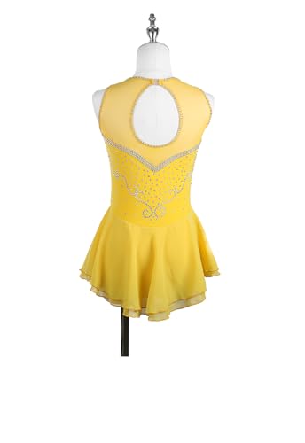 VVieer Vestido profissional de patinação artística feminino para prática sem mangas, ginástica, gola